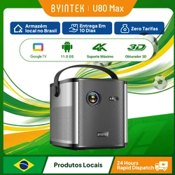 BYINTEK-Mini budgétaire portable U80 Max, 3D, 4K, Android 11.0, WiFi, 1080P, pour home cinéma, DLP, avec batterie