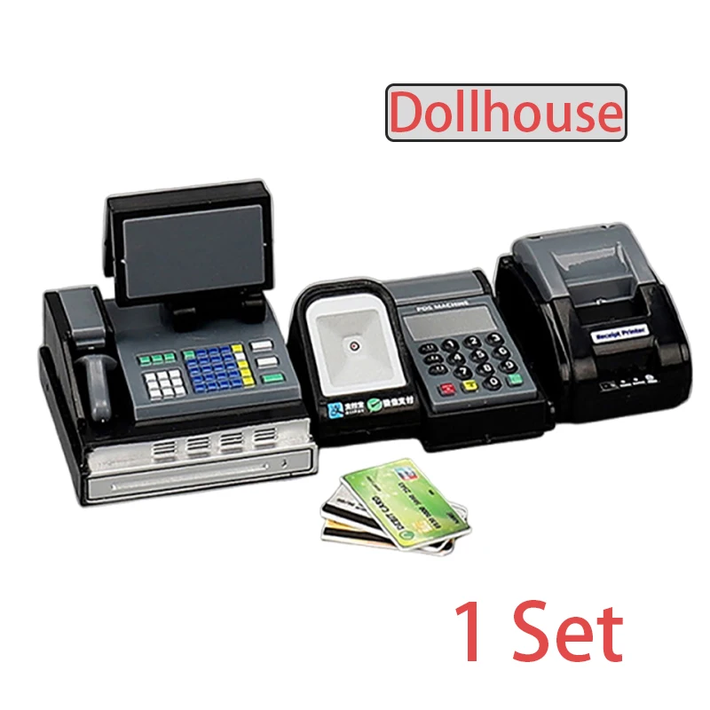 Doll House Mini Supermarket Cash Register Card Machine POS Machine Doll House Scene Scene Decoration Ornament Photography Props