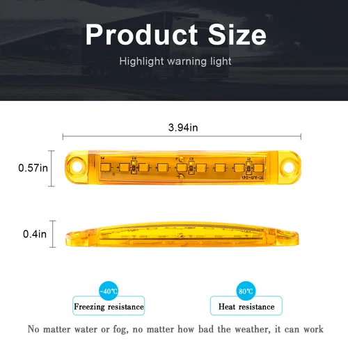 Imagen 2 del producto 9 luces LED de señal lateral para camión, luz trasera para remolque de coche de 24V, lámpara de giro de freno de marcha atrás, luz impermeable, accesorios para vehículos