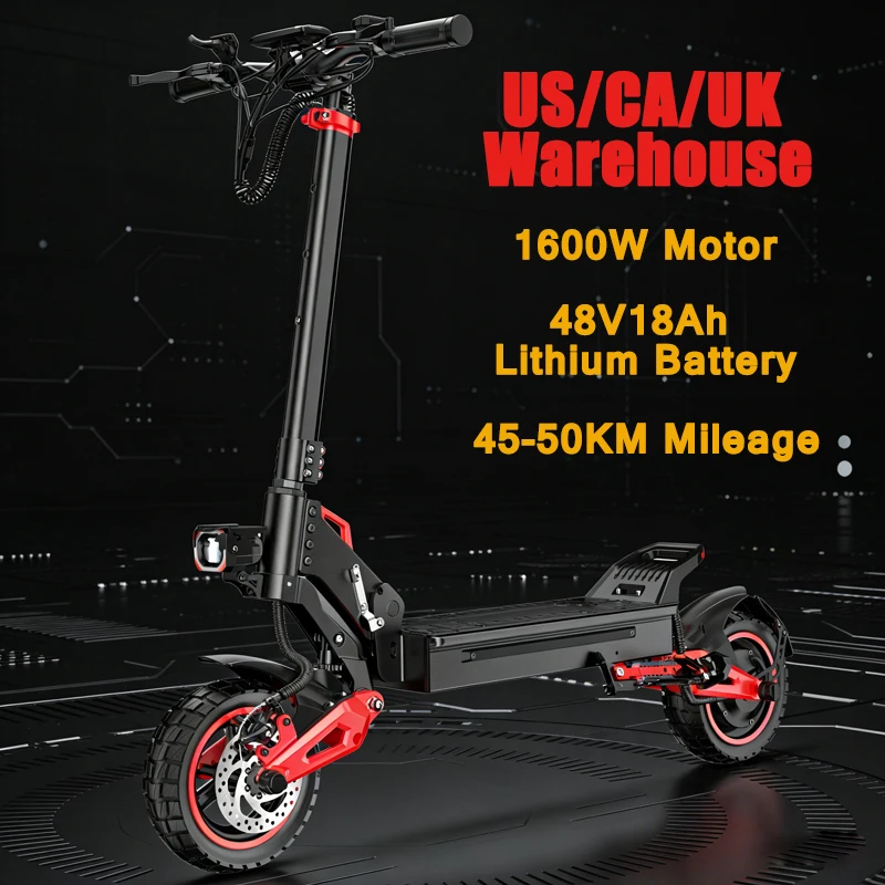 

Электросамокат с 11-дюймовыми внедорожными пневматическими шинами, мощностью 1600 Вт, рамой из алюминиевого сплава и двойной системой подвески для улучшенного катания