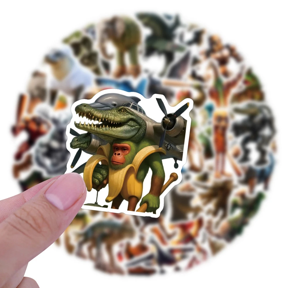 

10/30/50/100pcs Italian Brainrot Stickers Tung Tung Sahur Funny Abstract Animal Sticker for Suitcase Guitar Waterproof Decal Toy