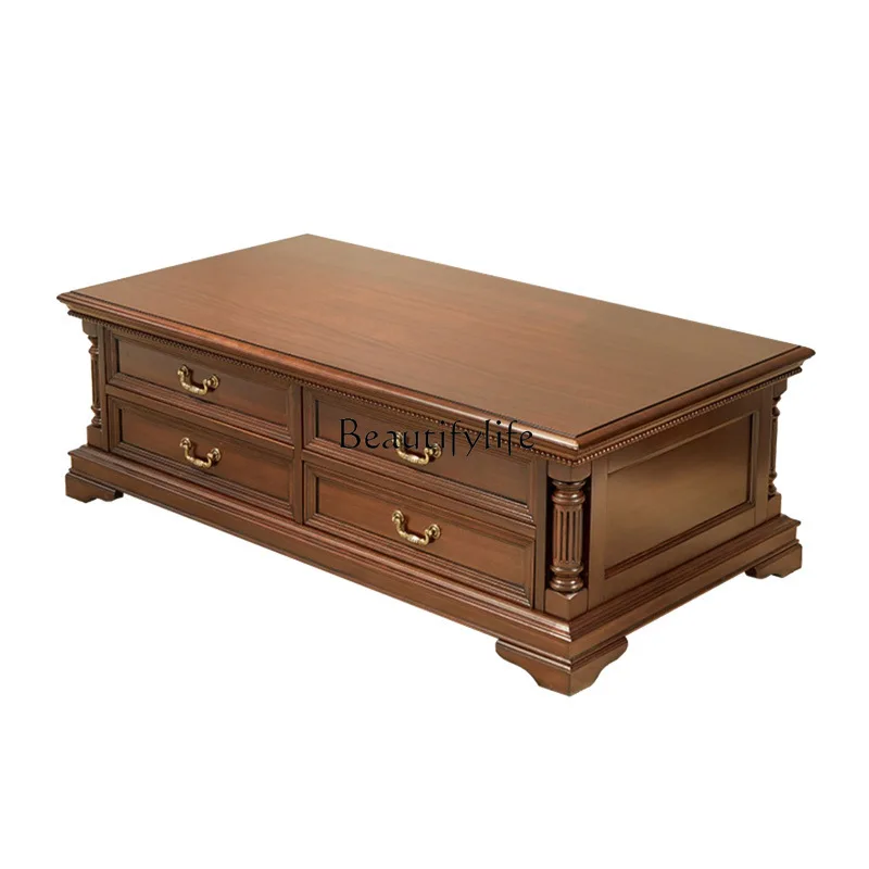 

Retro American all-solid wood coffee table living room rectangular tea table