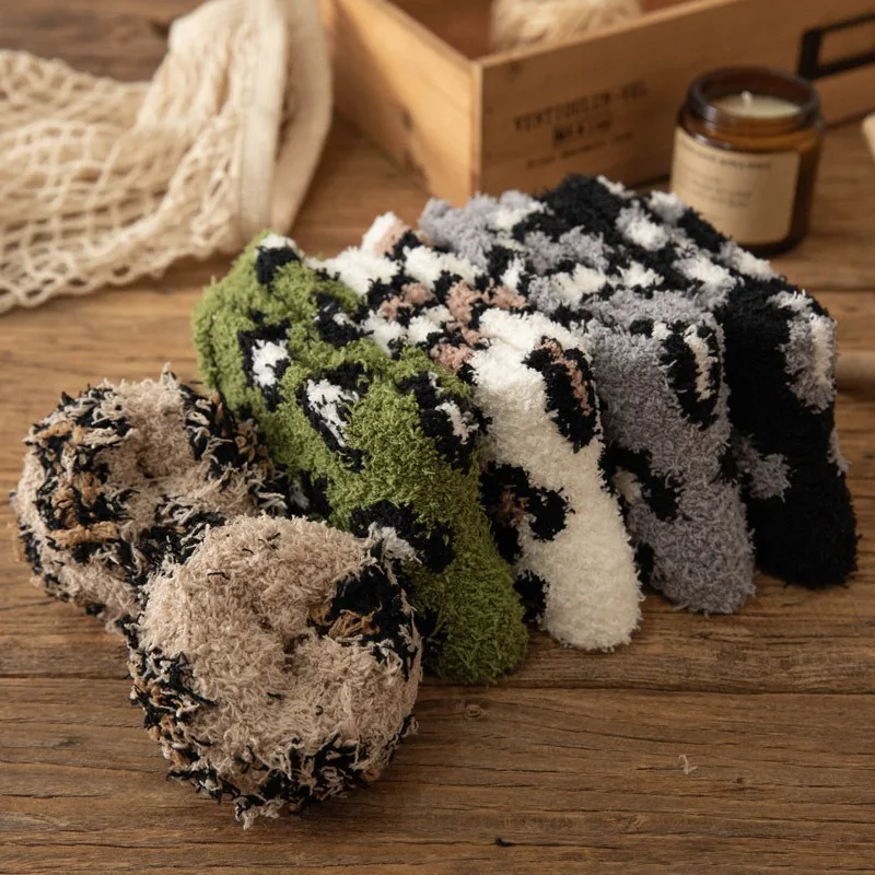 2/5 أزواج جوارب صوف مرجاني متينة جوارب شتوية غير قابلة للانزلاق جوارب نوم جوارب للشباب البالغين #4