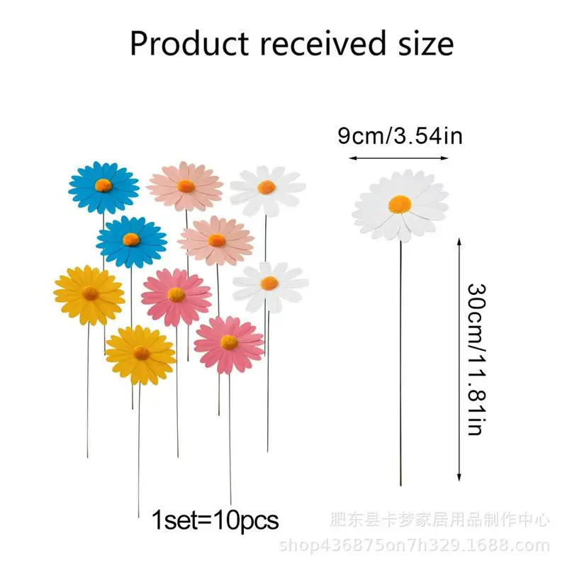 Daisy Yard Decor Flower Stick Decor 10pcs Yard Decor Stakes Flower Stick Décor Simple Installation For Yard Lawn Pathway &