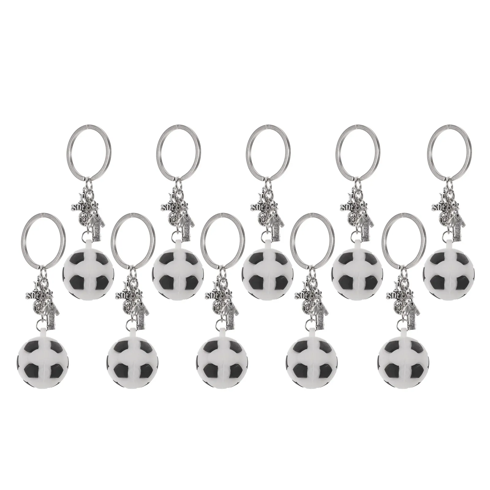 10Pcs Metal Soccer Keychains Sport Keychain Football Keyring Party Favors Birthday Gifts Backpack Charm Classroom