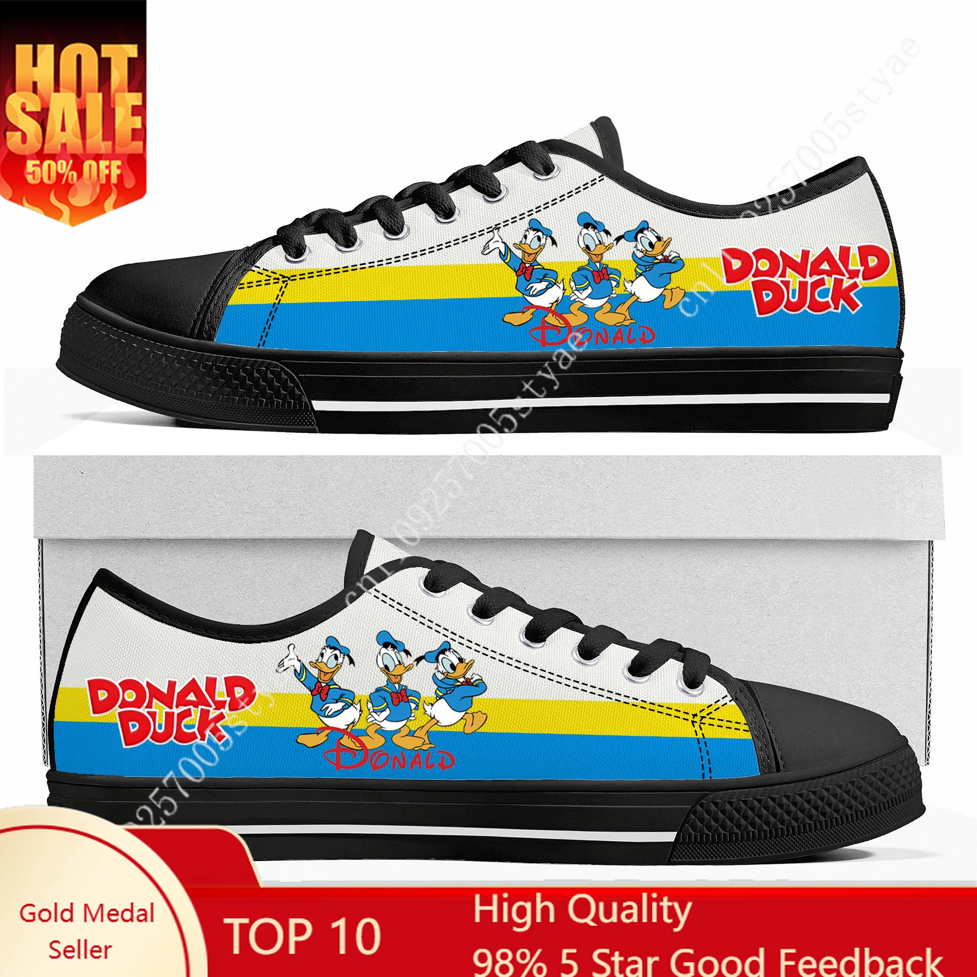 

Disney Donald Duck Low Top High Quality Sneakers Mens Women Canvas Sneaker Casual Custom Shoes