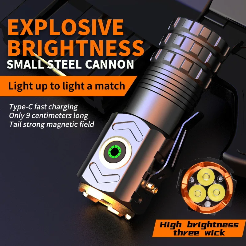 2025 New Led Mini Flashlight 18500 Ultra Powerful Led Torch 3 Core LED Mini Tactical Flashlight 30000 High Power Led Flashlight