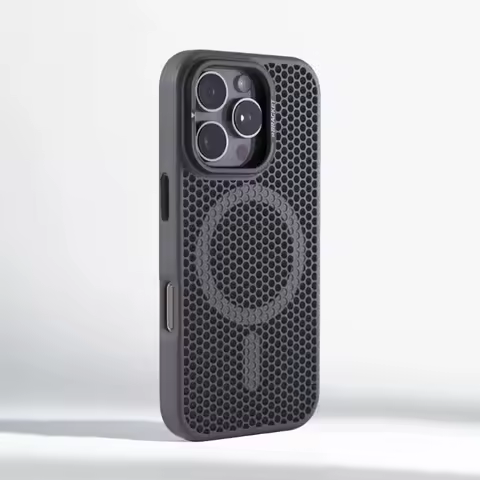 Invisible Lens Holder Honeycomb Grid Mesh Cooling Case For iPhone16 17 ProMax 15 14 13 12 Magnetic Wireless Charging Armor Cover