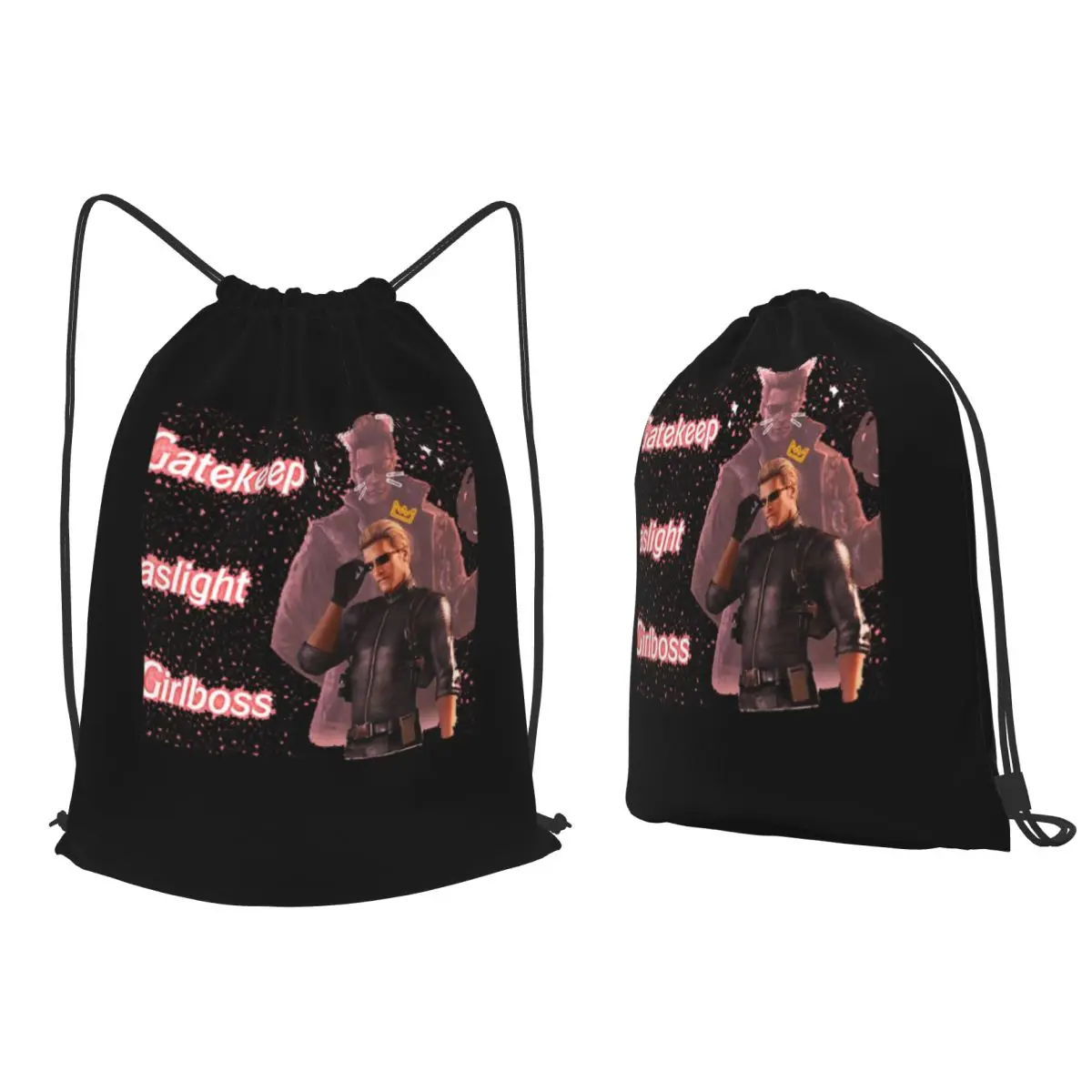 Albert Wesker Gaslight Gatekeep Girlboss Backpacks Casual Drawstring Bags Sports Bag Book Bags for Man Woman School
