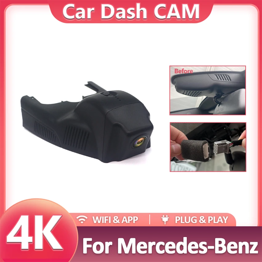 

Автомобильный видеорегистратор 4K для Mercedes-Benz A Class A 200 180 для MB AClass w176 A200 A180 2016 2017, видеорегистратор с управлением по APP