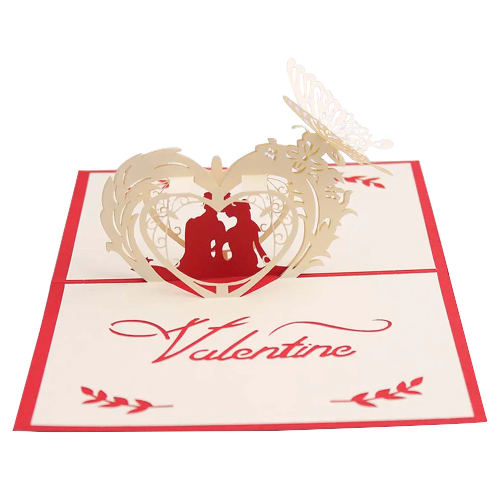 

3D Up Greeting Cards Valentine'S Day Love Gift For Lovers Couple Birthday Anniversary 3D Handmade Paper Envelope Pp Bag