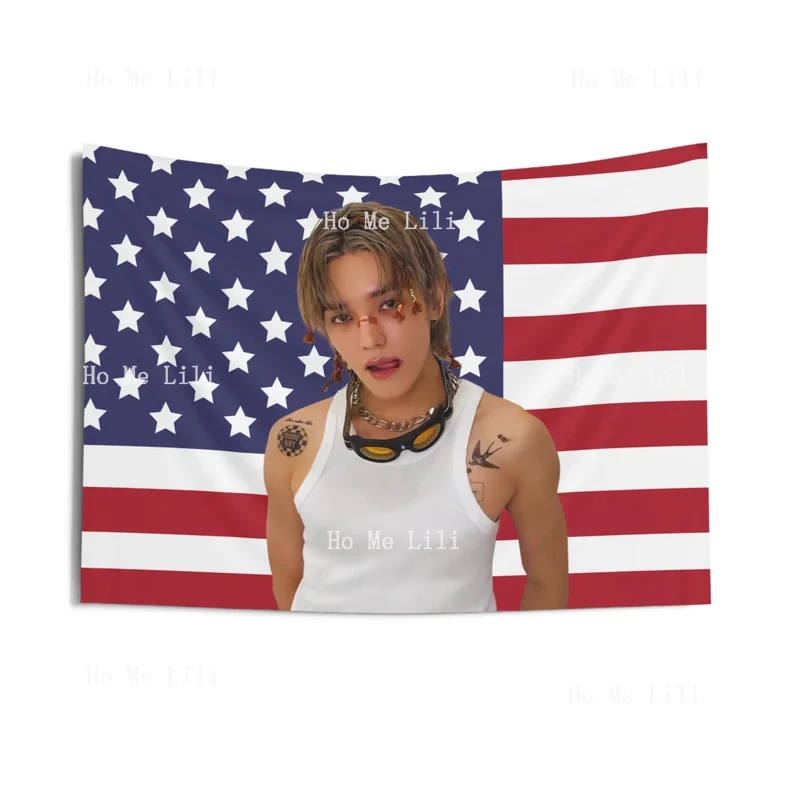 Taeyong Kpop bandera americana tapiz decoración regalo