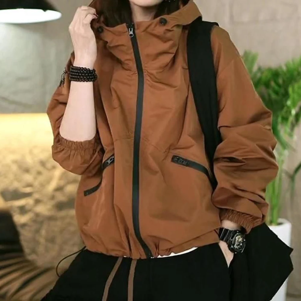 Popular loose large size jacket women, spring and autumn new fashion casual hooded European station