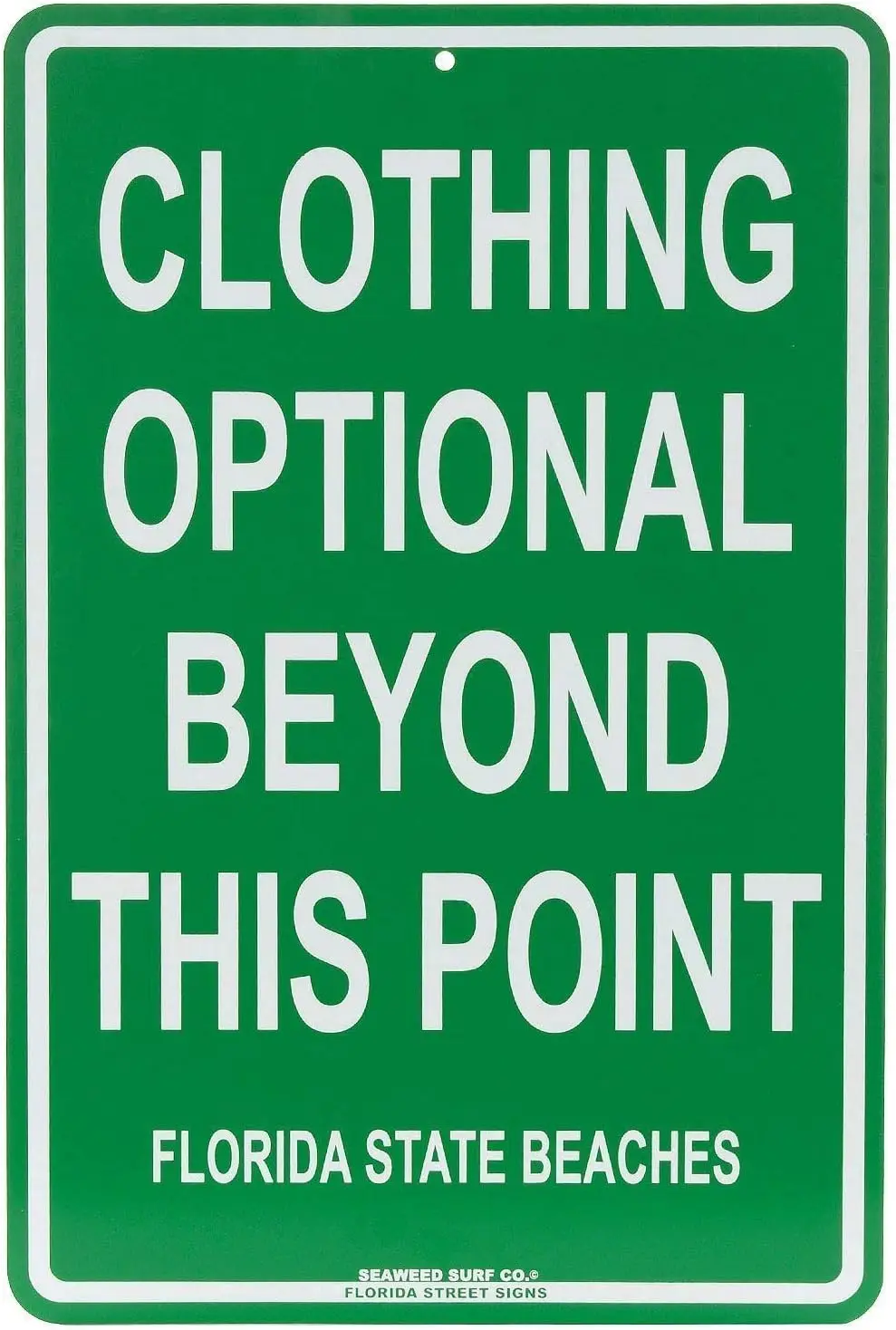 Metal Sign Warning signSeaweed Surf Co Sf11 Clothing Optional Florida.Wall Decorative 16x12 Inch-aluminum