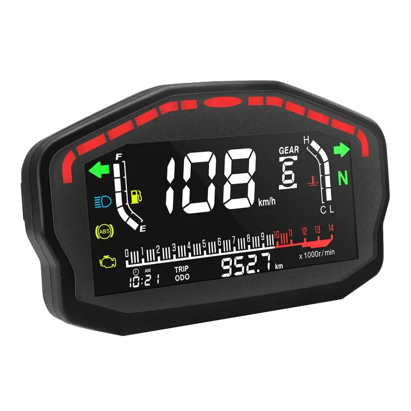 AU28-1Set Motorcycle Digital Dash Digital Panel Universal LED LCD Speedometer Odometer Black