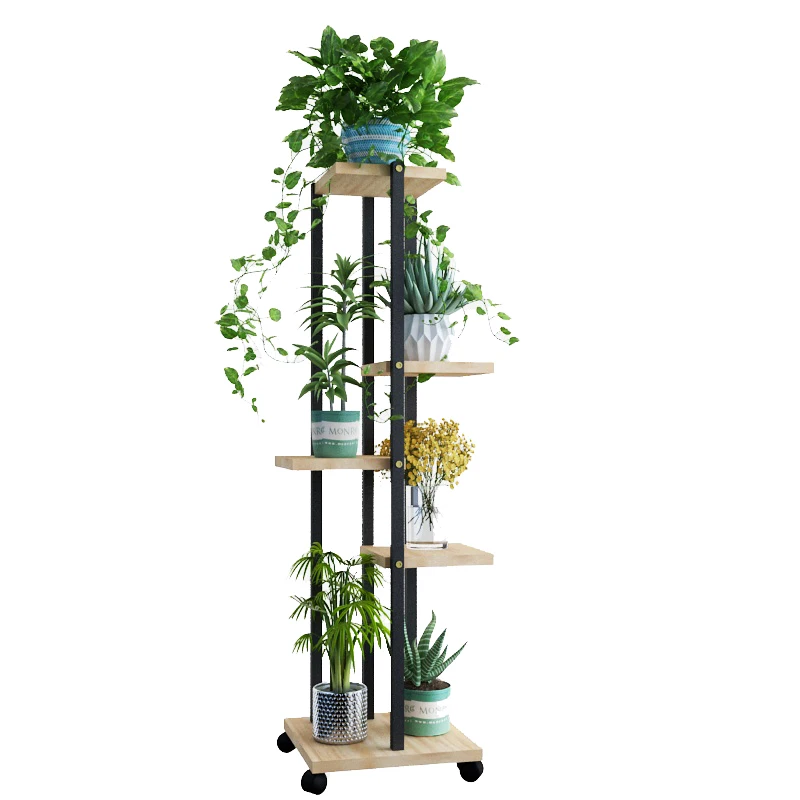 Living room floor-to-ceiling wrought iron rack succulent flower rack