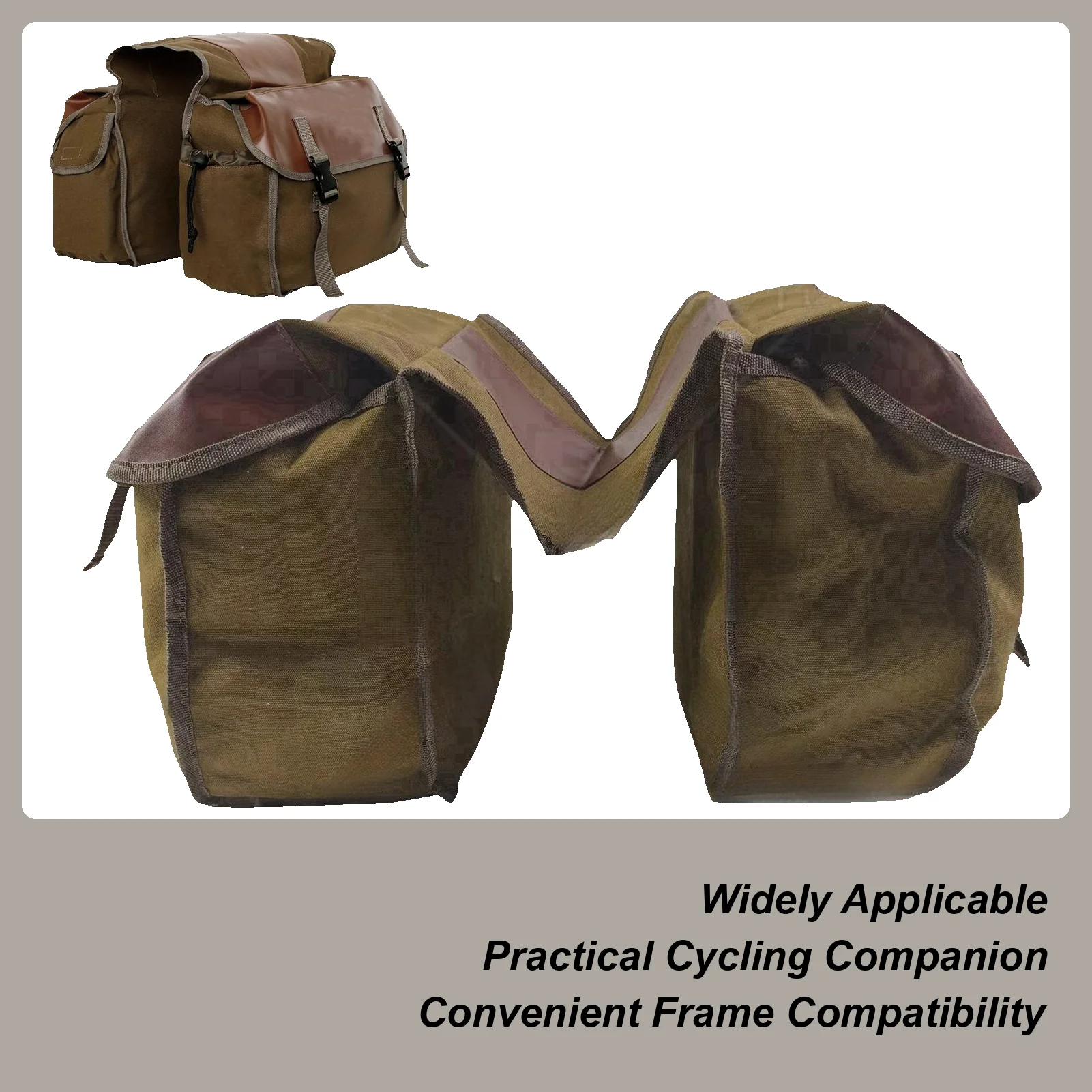Motorcycle Bag Waterproof Canvas Saddlebag Bike Rear Rack Bag For Motorbike Bicycle Scooter Biking Touring Commuting Travel Road