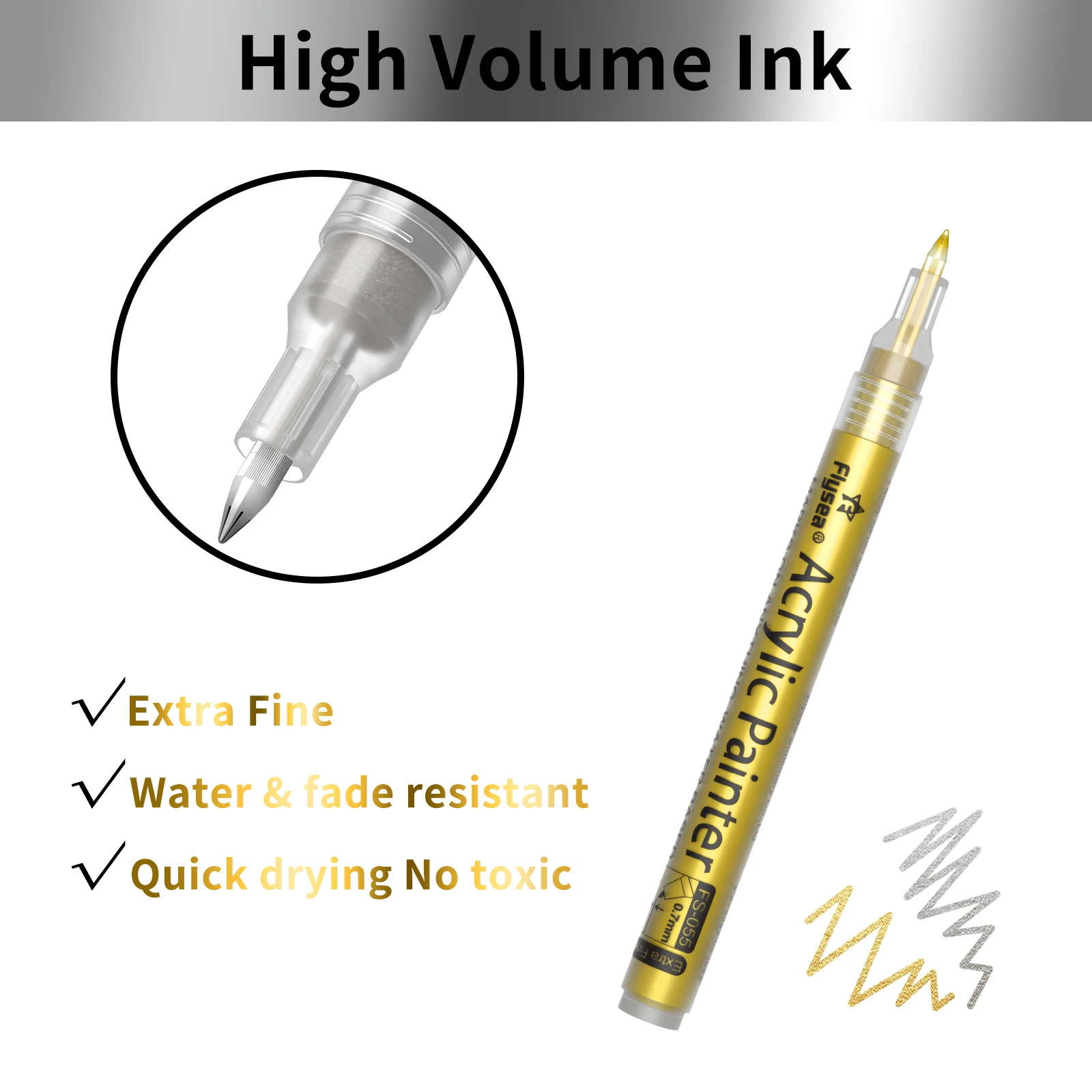 Acryl-Farbmarker-Set 6/12/28 Farben 0,7mm/3,0mm Acryl-Kunstmarker für Stein Glas Leinwand Metall Keramik Tasse Holz Kunststoff – Detail 18