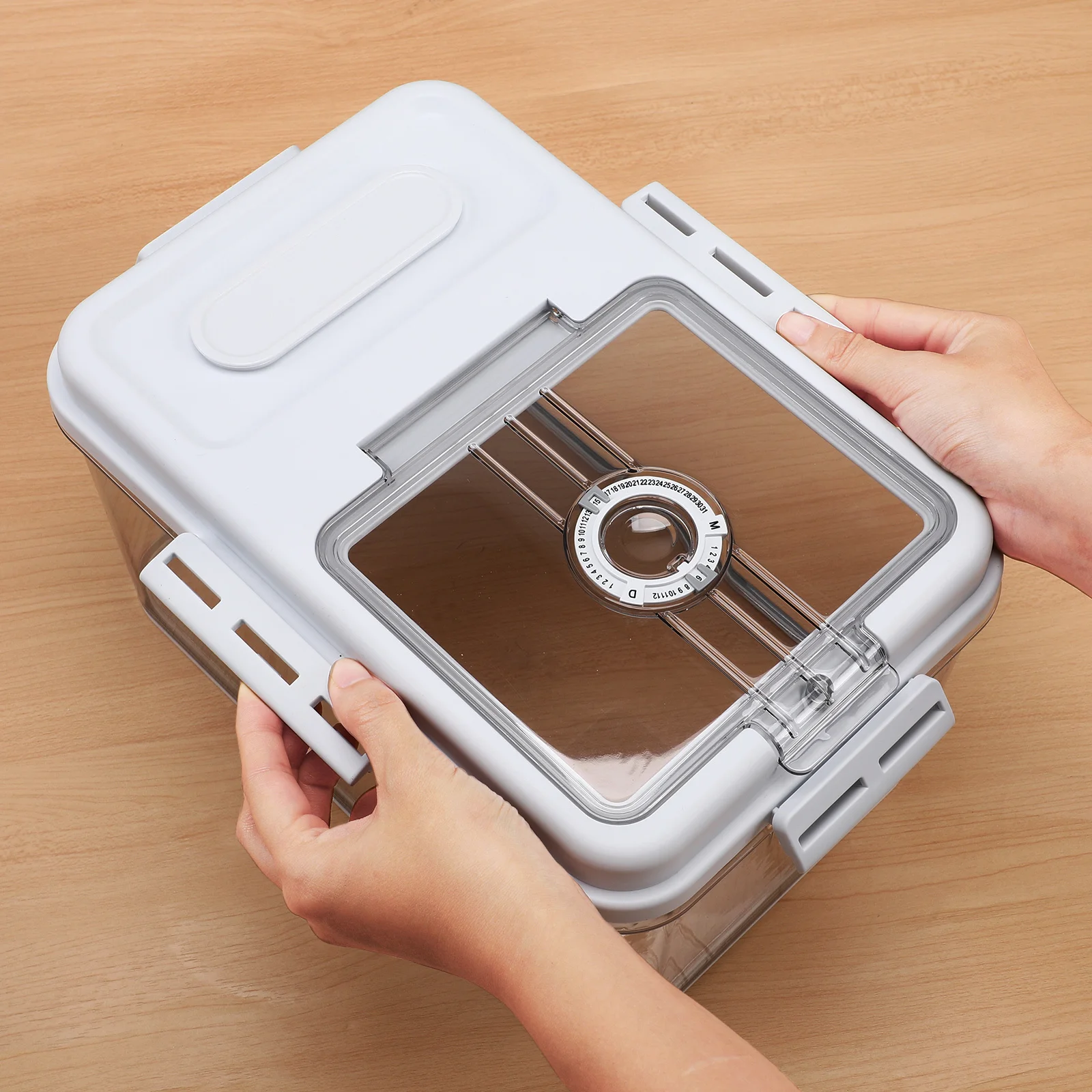 

Airtight Rice Storage Container Multifunctional Large Capacity Rice Holder Dispenser Kitchen Grain Flour Food Organizer Clear