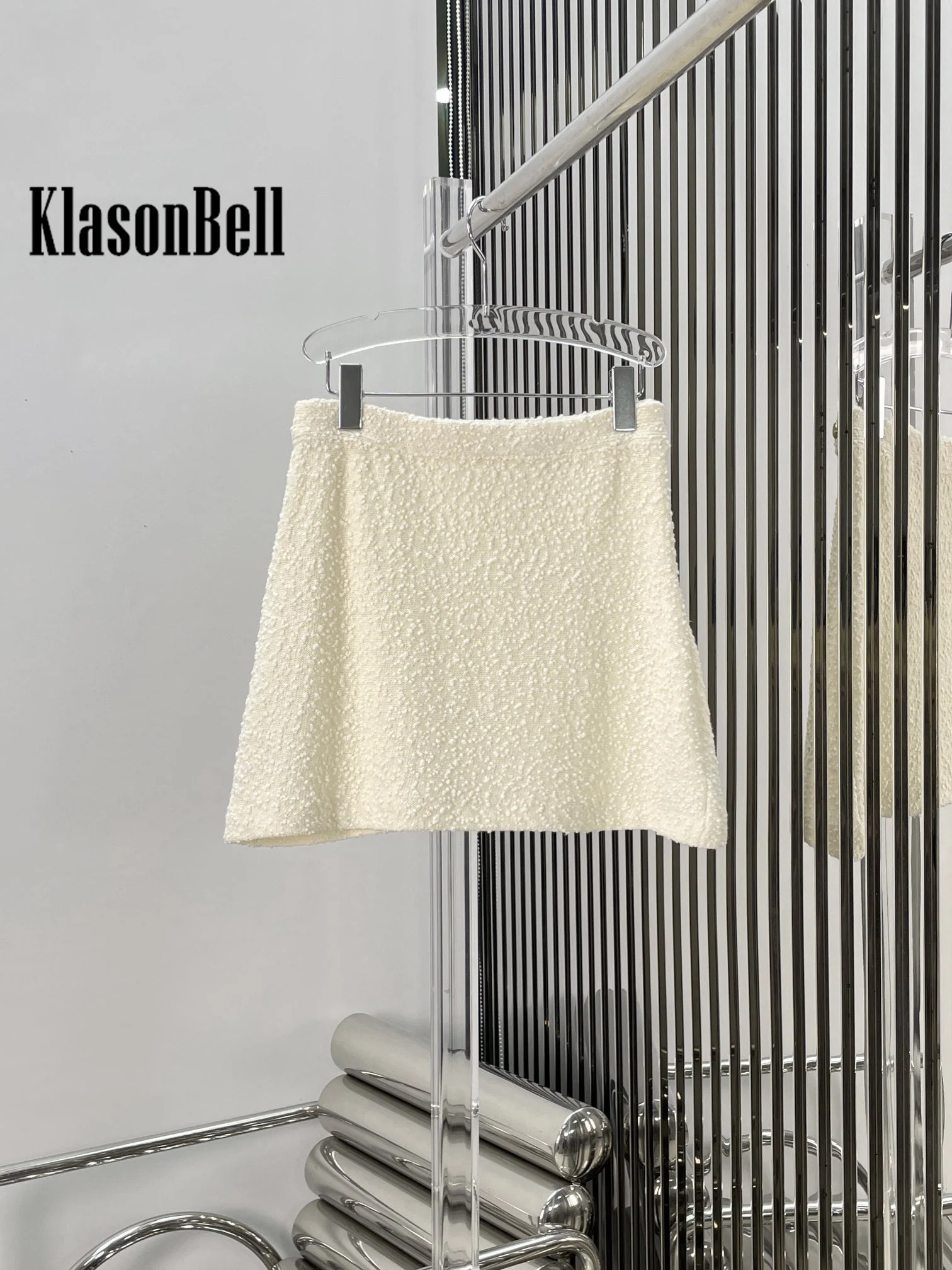 8.15 Klasonbell Women O-Neck Metal Button Pocket Decoration Wool Blend Knit Cardigan Or A-Line Skirt  Temperament Sweet Set