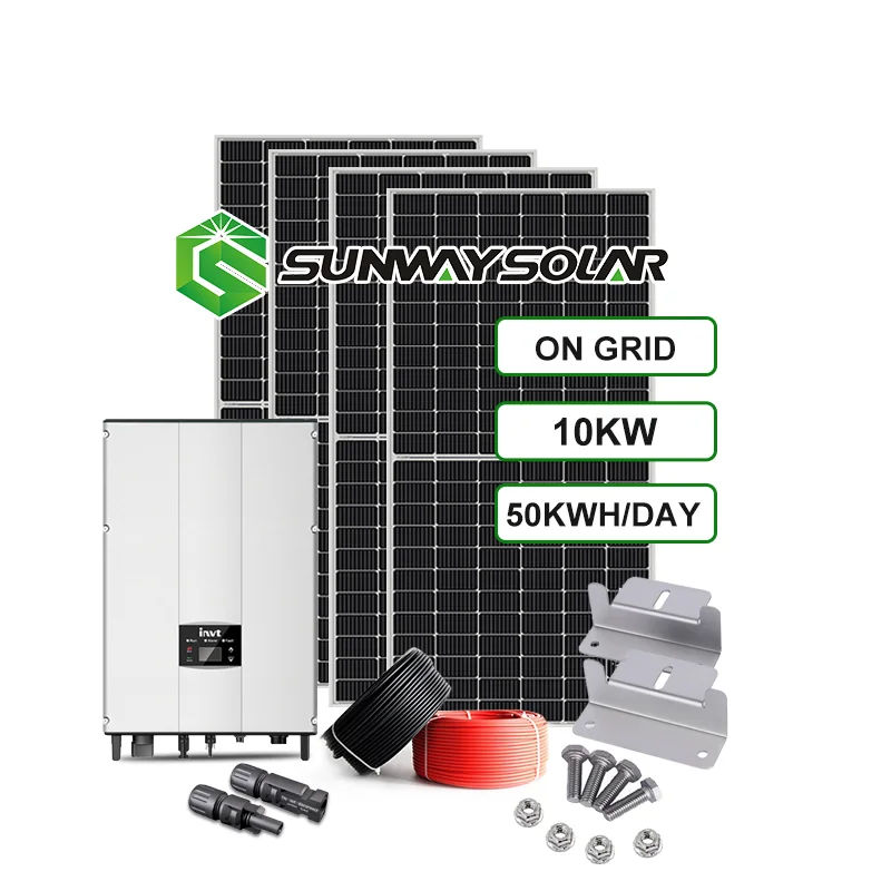 Sunway 100kw zestaw System paneli słonecznych na siatce 10kw 8kw 6kw 5000 zestaw wat Panel słoneczny Solar 5kw