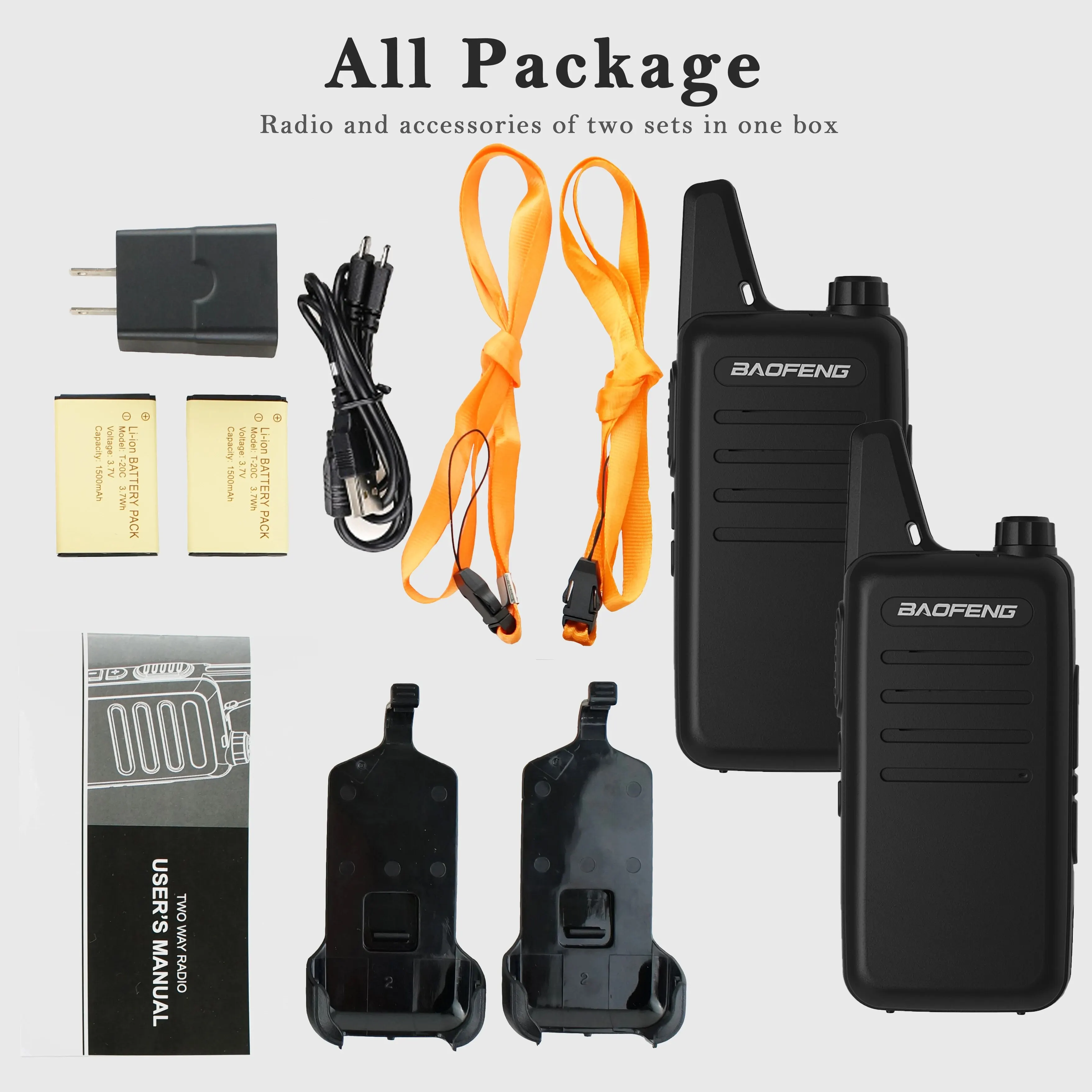 2pcs Baofeng VT-C2 FRS/PMR Hiking Mini Two Way Radio 2 Watt Walkie Talkie for Christmas Gift