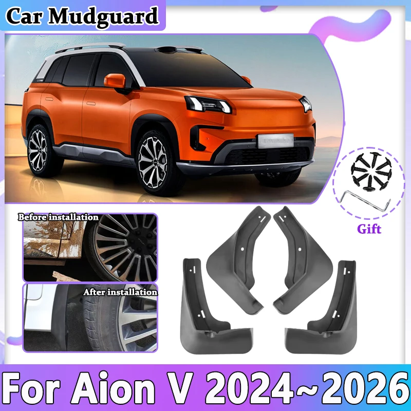 

Car Accessories For GAC Aion V 2024 2025 2026 Anti-splash Mudguards Splash Mud Flaps Guards Front Rear Wheel Fender Auto Mudflap