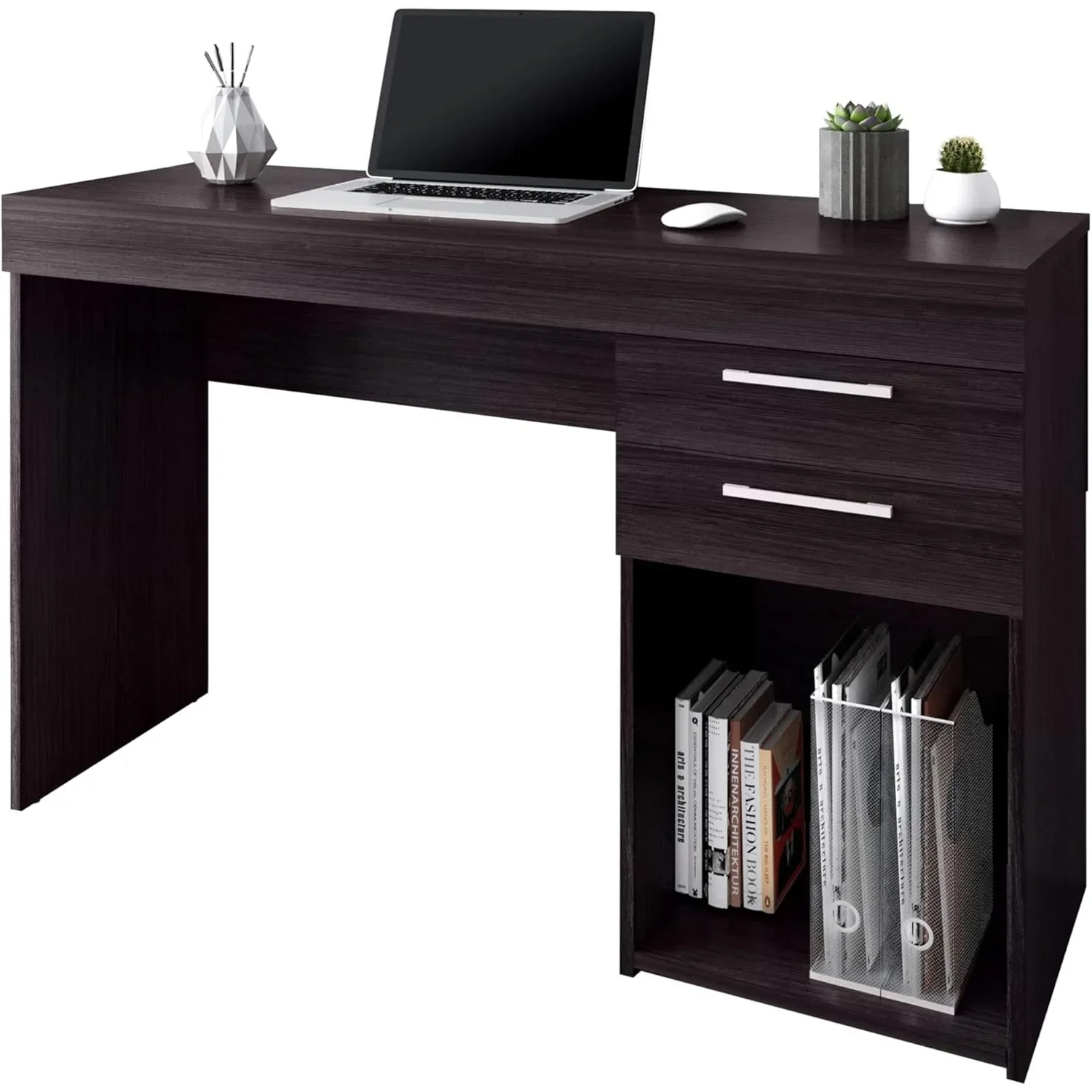 Bureau d'ordinateur, bureau à domicile ou chambre à coucher, rangement et égouts de proximité, idéal pour les petits espaces, bureau, 47.6 "W x 16.1" D x 30.3, expresso