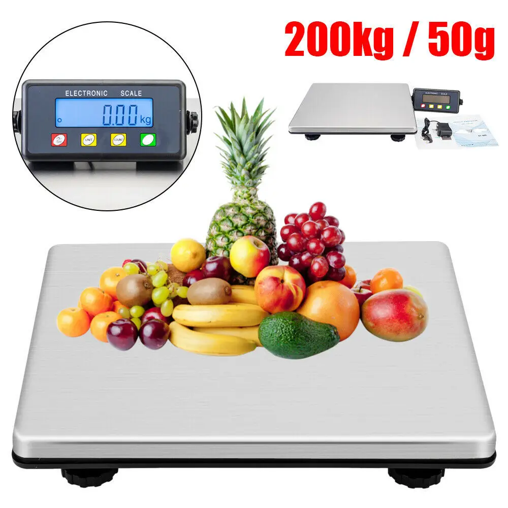 Industrial Heavy Duty Digital Shipping Postal Scale Parcel Office Bench Scale Large Platform 200kg/660lb LCD w/ AC Adapter