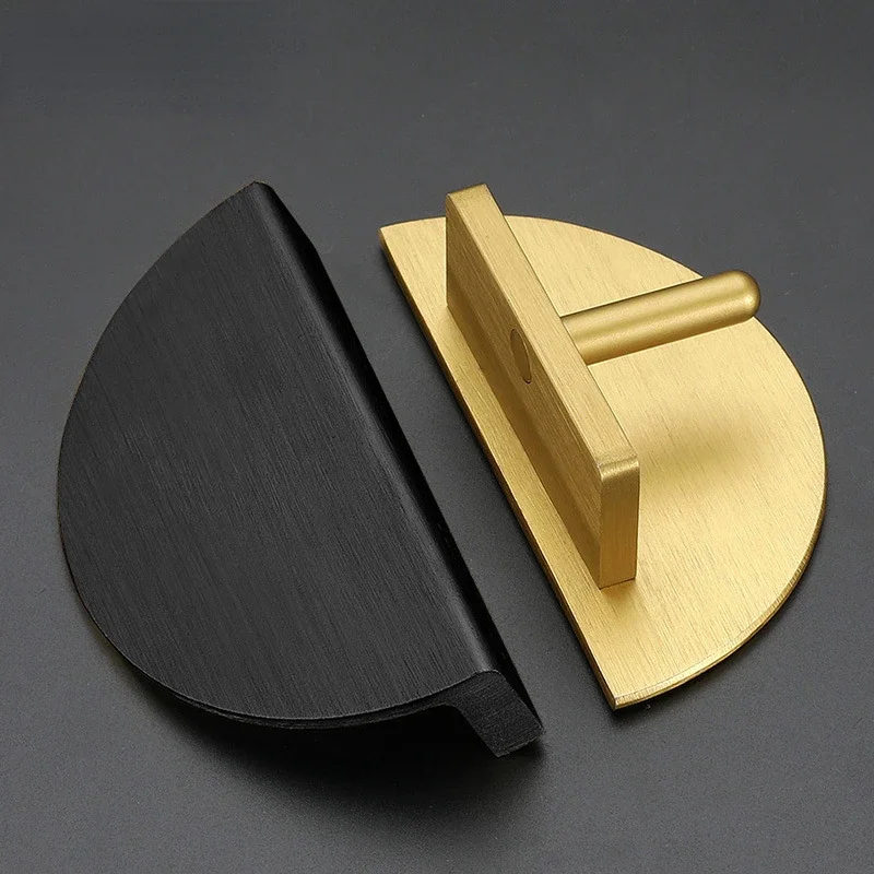 Gold Black Antique Handle Bedside Table Half Round Solid Aluminum Alloy Retro Handle Furniture Cabinet Drawer Pulls