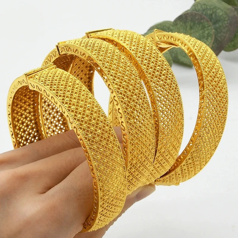 Dubai Gold Color Bangles For Women Indian Jewelry Bangle Wedding Egyptian African Jewellery Wholesale Designer Bracelets