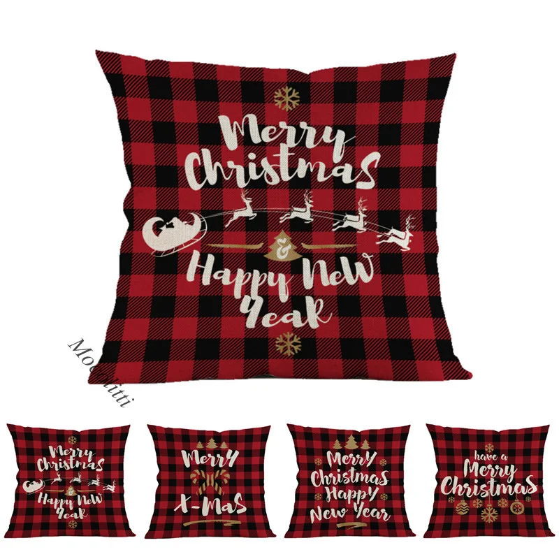 Christmas Home Decoration Cushion Cover Letter Geometric Design Sofa Pillow Case Christmas Coffee Shop Bar Decor Cushions Cover