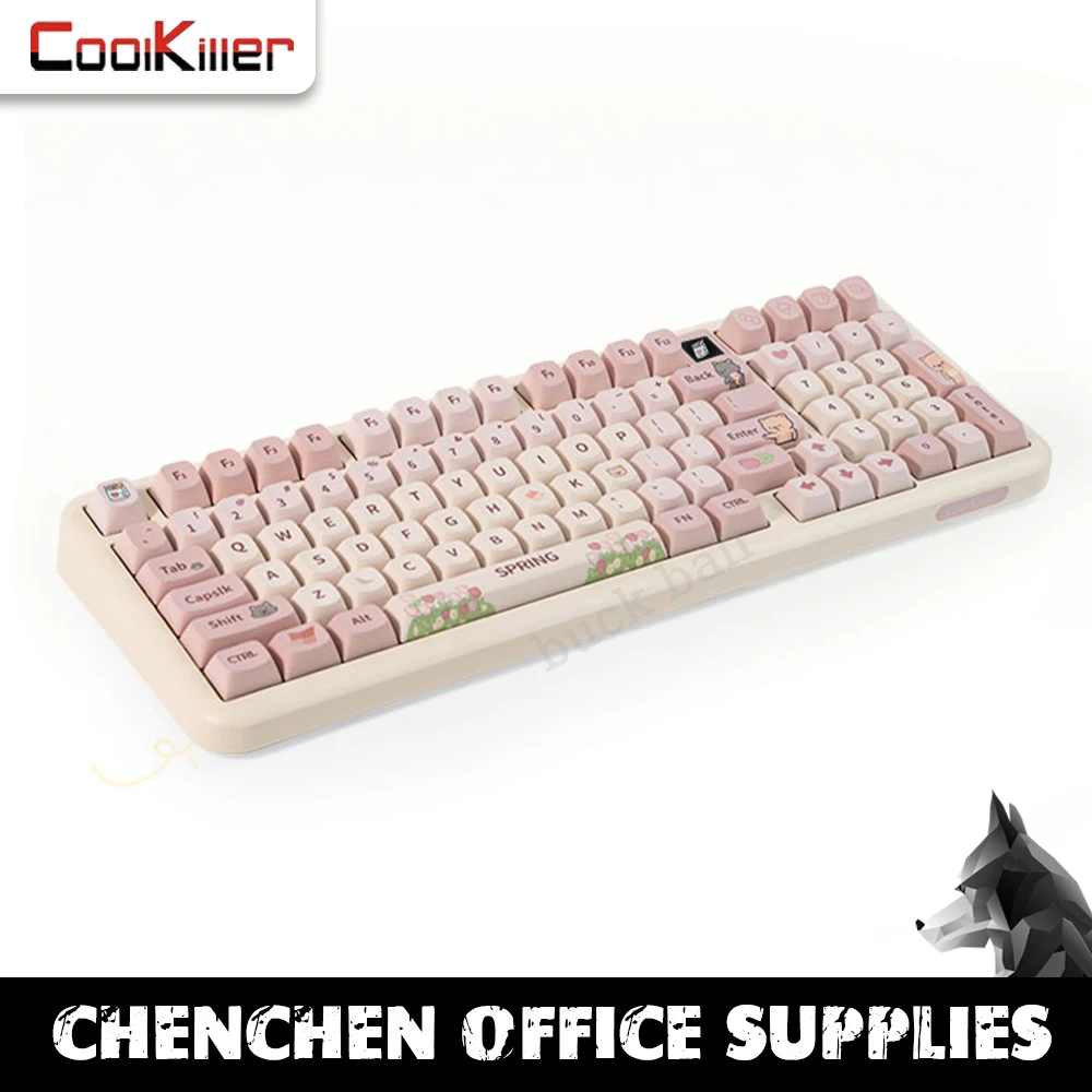 

Coolkiller Spring CK98 CK75 CK68 Беспроводная Bluetooth механическая клавиатура симпатичная розовая 3-режимная офисная игровая клавиатура с горячей заменой подарок