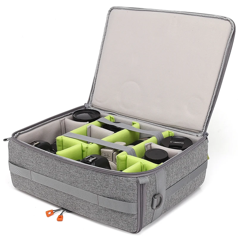 Professionelle, stoßfeste, gepolsterte Kamera-Innentasche mit großer Kapazität, doppelte Öffnung, DSLR, dicke Tragetasche für 20-Zoll-Trolley – Detail 4