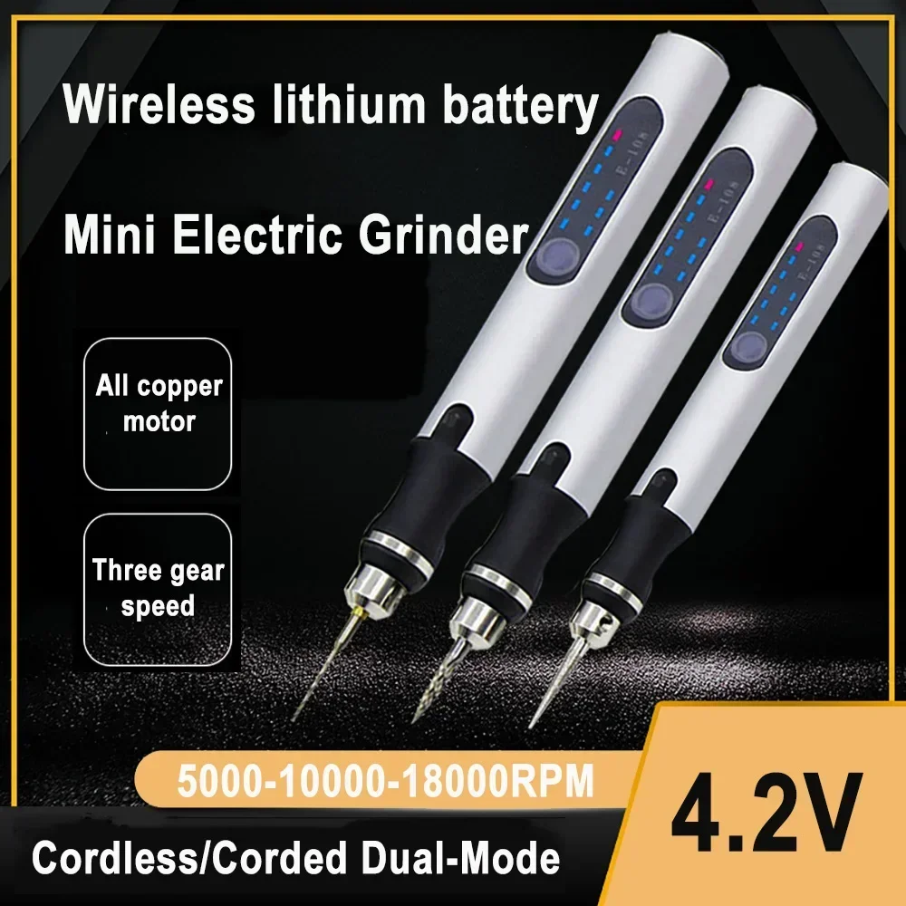 Micro Rotary Tool Lithium Battery Small Electric Grinder Electric Engraving Pen Polishing Pen Rechargeable&Plug-In Dual-Use E108