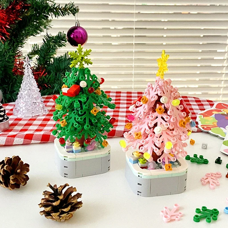 Blocchi di costruzione dell'albero di natale per bambini assemblaggio fai da te giochi educativi bomboniere Mini mattoni modello Plstic regalo per bambini