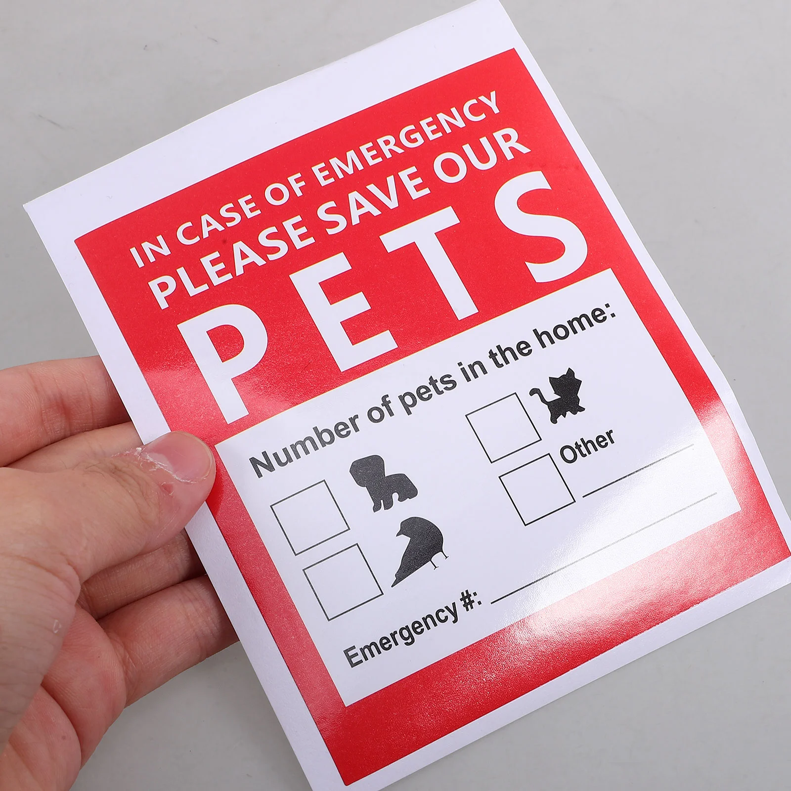 10 Sheets Pets Puppy Accessories Rescue Stickers Emergency Alert Finder Accessory Safety Decal Window Home Fire Red