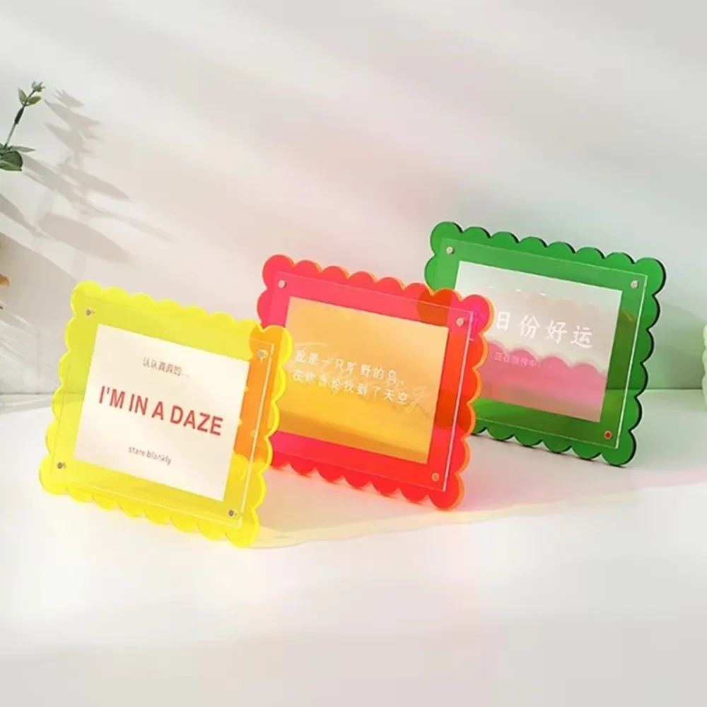 New Acrylic Photo Frame with Wave Shape Colorful Postcard Display Stand Nordic Style 7inch Desktop Ornaments Gift