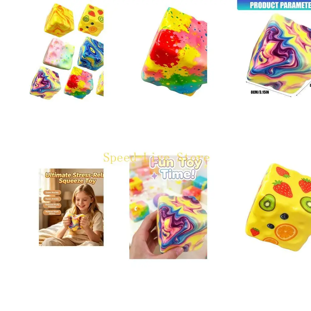 547C Soft Square Squishier Fidgets Toy Slow Cheese Block Squeeze Toy for Kids
