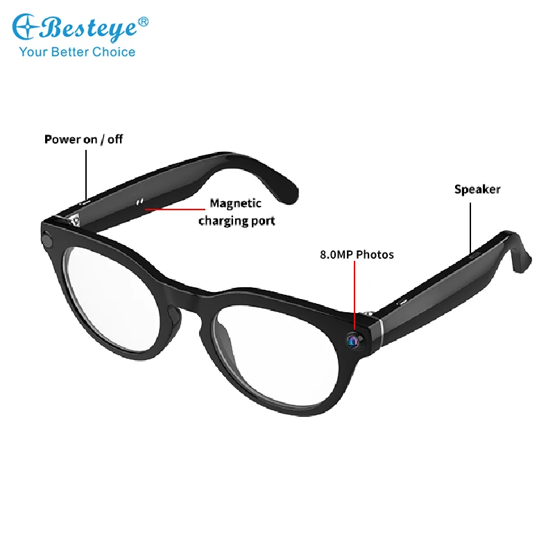 Occhiali da sole intelligenti da donna per uomo Occhiali da sole wireless impermeabili in più lingue Sport all'aria aperta Occhiali per traduzione vocale con fotocamera