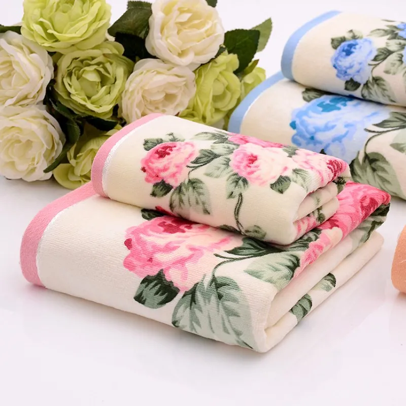 Pure Cotton Creative Jacquard Absorbent Towel Quick-drying Beach Towel Large Flower-shaped Creative Couple Wash Towel 2 Sets