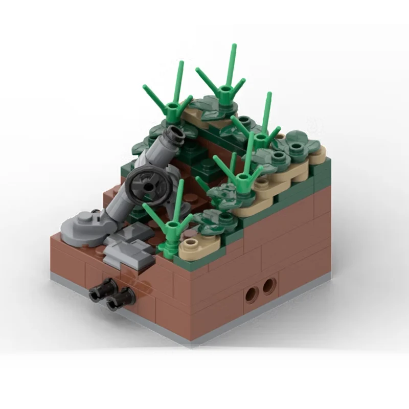 Small Military Mortar Pit Model MOC Building Bricks War Equipment Style Modular Technology Gifts Holiday Assemble Toys Suit