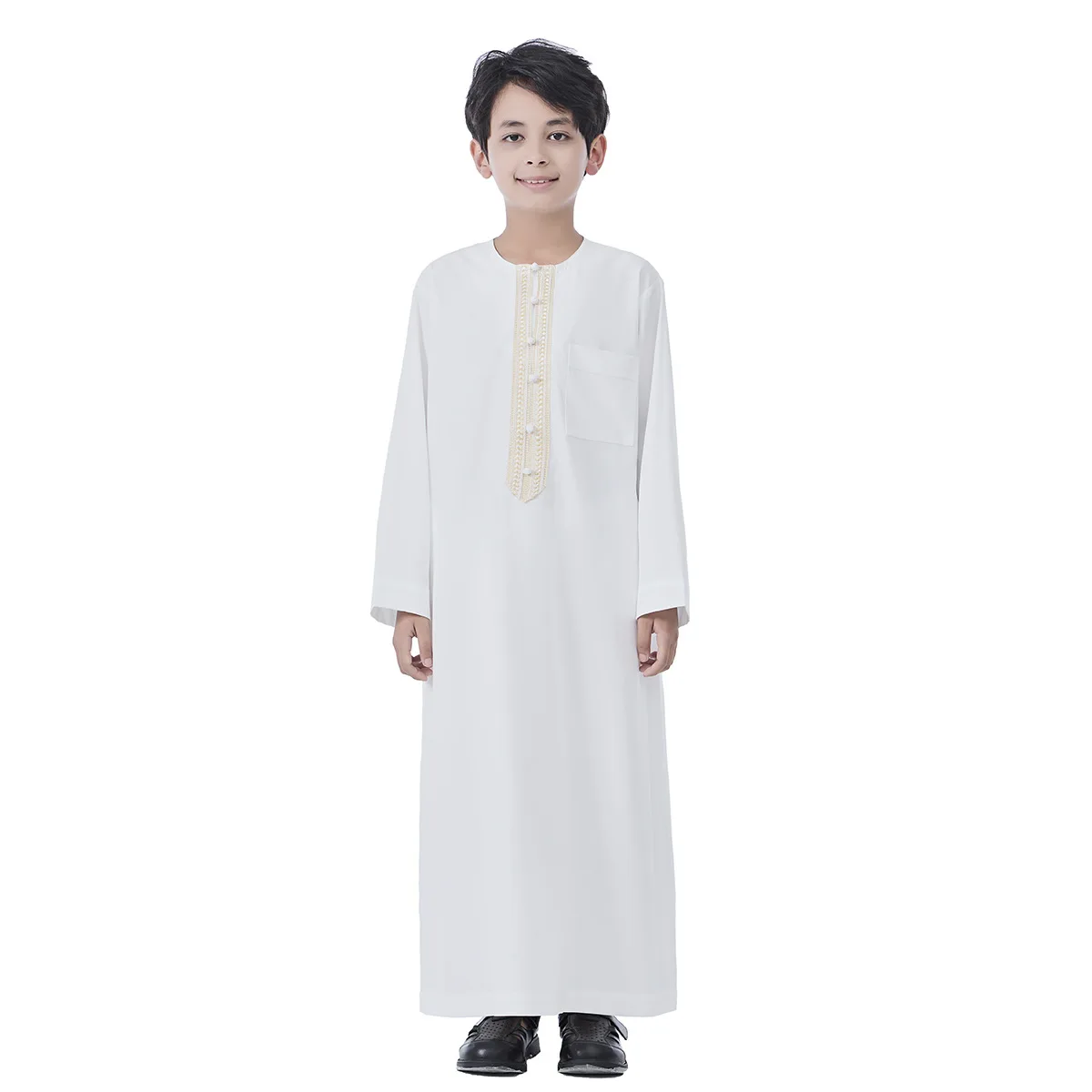 Muslim Jubba Thobe Saudi Arab Boys Robe Dishdasha Kids Abaya Kaftan Prayer Islam Clothing Long Sleeve Middle East Dubai Thobes