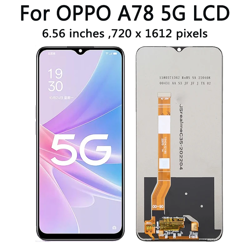 6.56“ Screen For OPPO A78 5G CPH2483 LCD Display Touch Screen Digitizer Assembly With Frame for OPPO A78 CPH2495 Display Frame