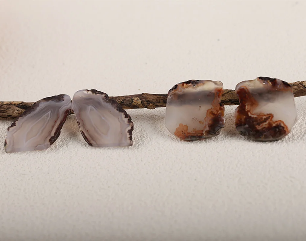 Handmade Jewelry Natural Stone Agate Nugget Earring Bead Accessories For Women 30x27x3mm 3g