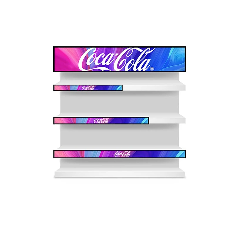 Digital Signage Advertisement Bar Screen Shelf Stretched Bar Type LCD Display Stretched Bar LCD Display für Airport Shoe Stores