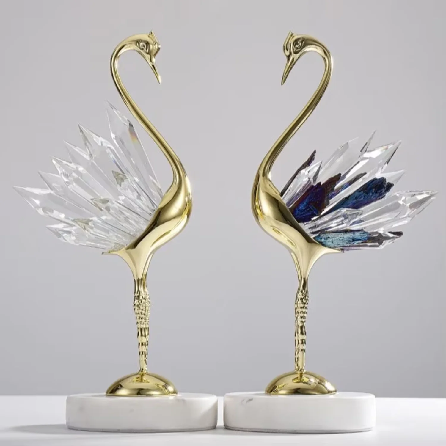 Swan Ornament Couple Crystal Desktop Decoration - Luxury Room Light