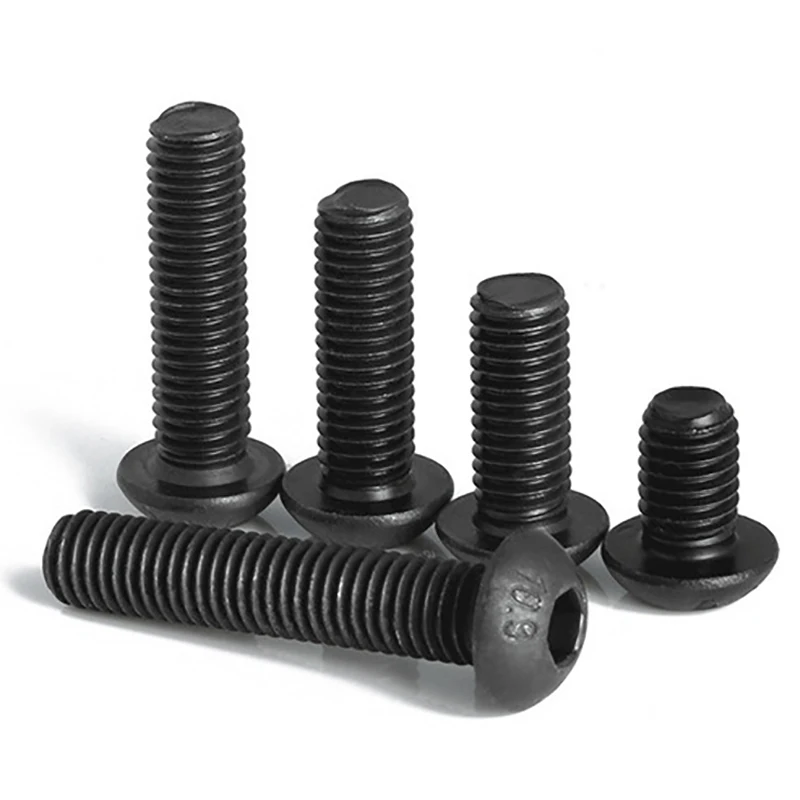 10 Pcs/Lot Hex Screw M2 M2.5 M3 M4 M5 M6 M8 M10 Black Button Head Hex Socket Cap Screw Hexagon Socket Round Head Screws