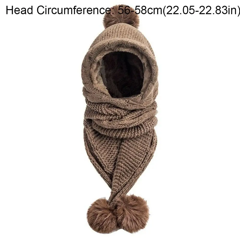 Милая вязаная шапка, шарф, комплект, грелка для шеи, защита ушей, женский шарф с капюшоном, корейский стиль, утепленный шейный платок, осень