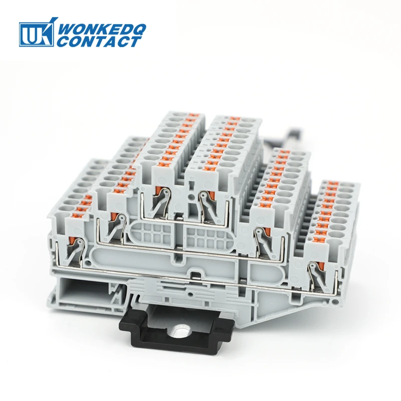 PT2.5-3L Triple Level Push-in Din Rail Terminal Block 3 Layer 2.5mm² Electrical Connector Wire Terminals PT 2.5-3L